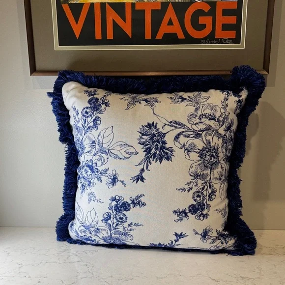 MacKenzie-Childs Indigo Villa Outdoor Throw Pillow - Picture 9 of 11